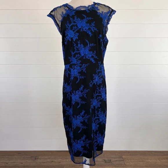 Blue Embroidered Adrienne Papell Dress - Picture 4 of 4